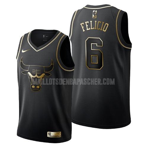 maillot nba homme de chicago bulls cristiano felicio 6 noir or version