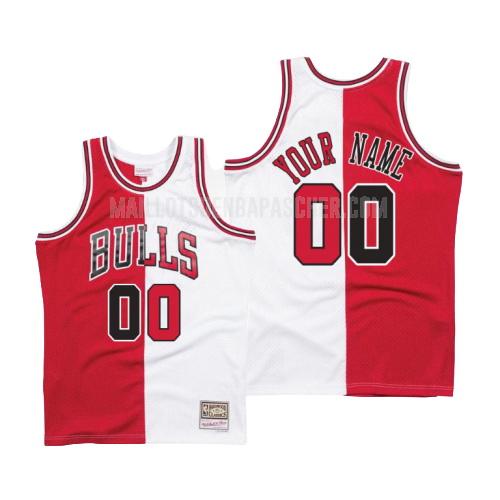 maillot nba homme de chicago bulls custom rouge blanc version divisé hardwood classics