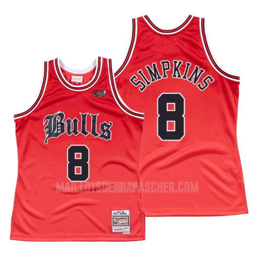 maillot nba homme de chicago bulls dickey simpkins 8 rouge old english 1997-98