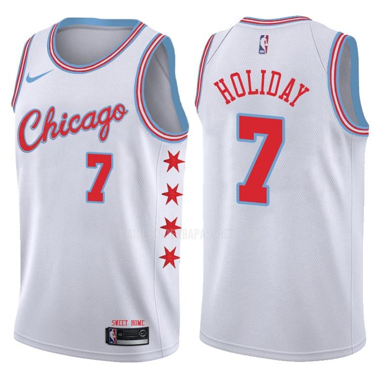 maillot nba homme de chicago bulls justin holiday 7 blanc city edition