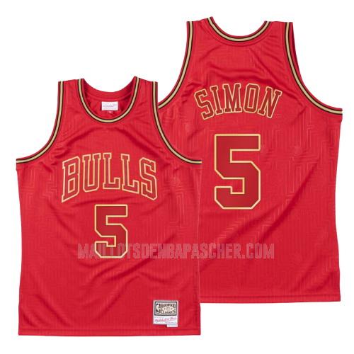 maillot nba homme de chicago bulls justin simon 5 rouge throwback 2020