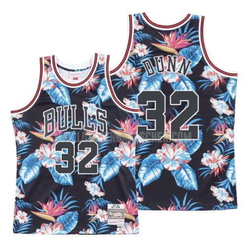 maillot nba homme de chicago bulls kris dunn 32 noir mode florale