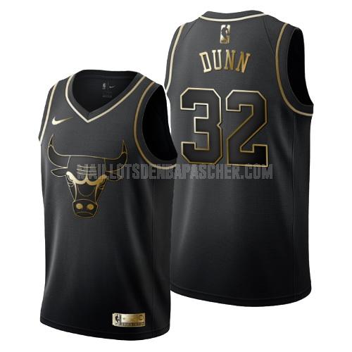 maillot nba homme de chicago bulls kris dunn 32 noir or version