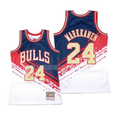 maillot nba homme de chicago bulls lauri markkanen 24 blanc hardwood classics