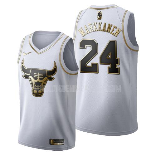 maillot nba homme de chicago bulls lauri markkanen 24 blanc or version