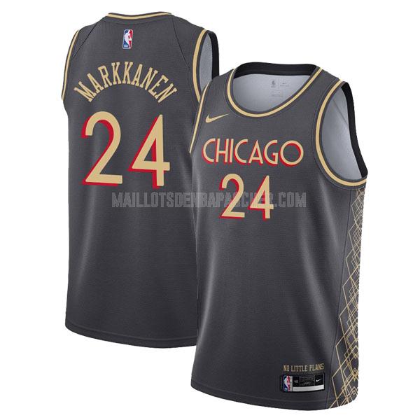 maillot nba homme de chicago bulls lauri markkanen 24 noir city edition 2020-21