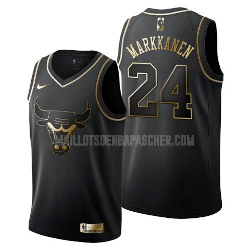 maillot nba homme de chicago bulls lauri markkanen 24 noir or version