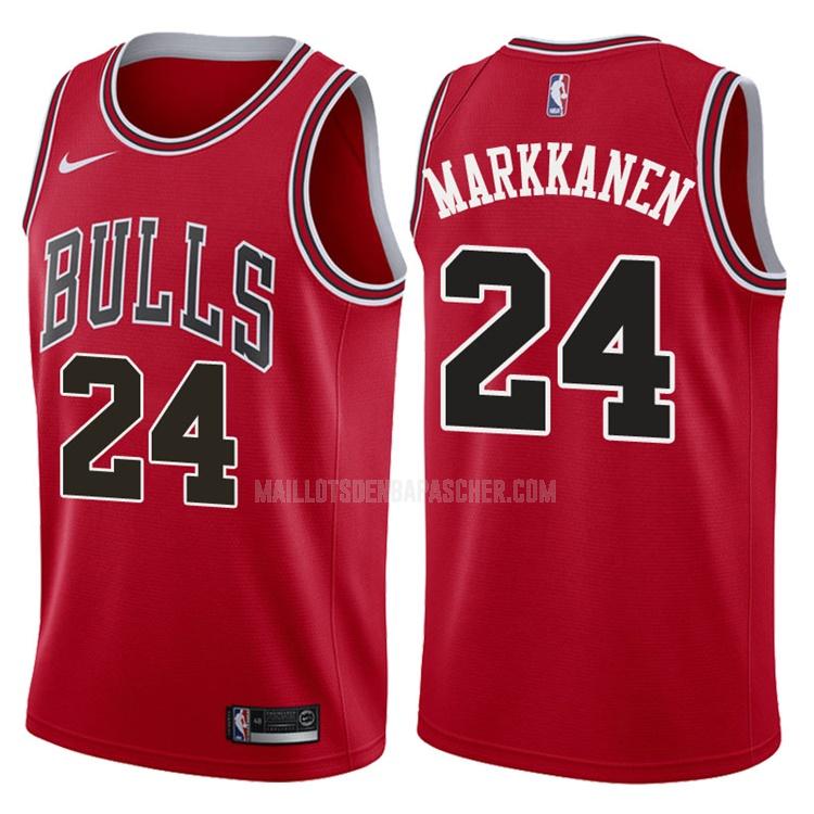 maillot nba homme de chicago bulls lauri markkanen 24 rouge icon 2017-18