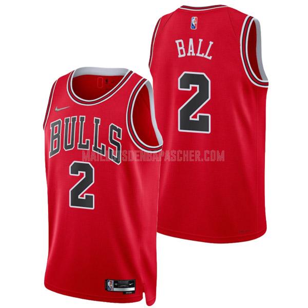 maillot nba homme de chicago bulls lonzo ball 2 rouge 75th anniversary icon edition 2021-22