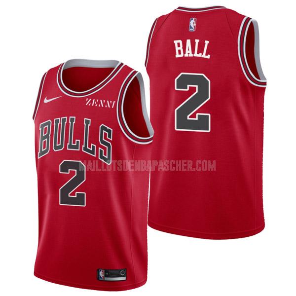 maillot nba homme de chicago bulls lonzo ball 2 rouge icon edition