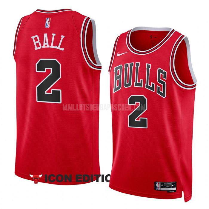 maillot nba homme de chicago bulls lonzo ball 2 rouge icon edition 2022-23