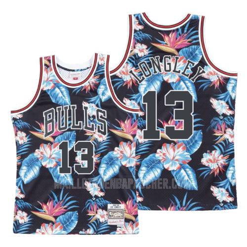 maillot nba homme de chicago bulls luc longley 13 noir mode florale