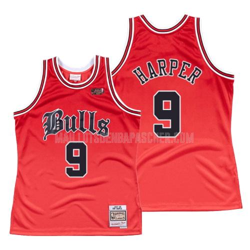 maillot nba homme de chicago bulls ron harper 9 rouge old english 1997-98