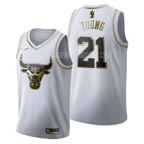 maillot nba homme de chicago bulls thaddeus young 21 blanc or version