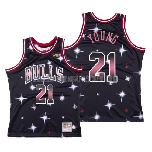 maillot nba homme de chicago bulls thaddeus young 21 noir aérographe en tricot