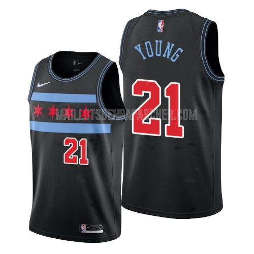 maillot nba homme de chicago bulls thaddeus young 21 noir city edition