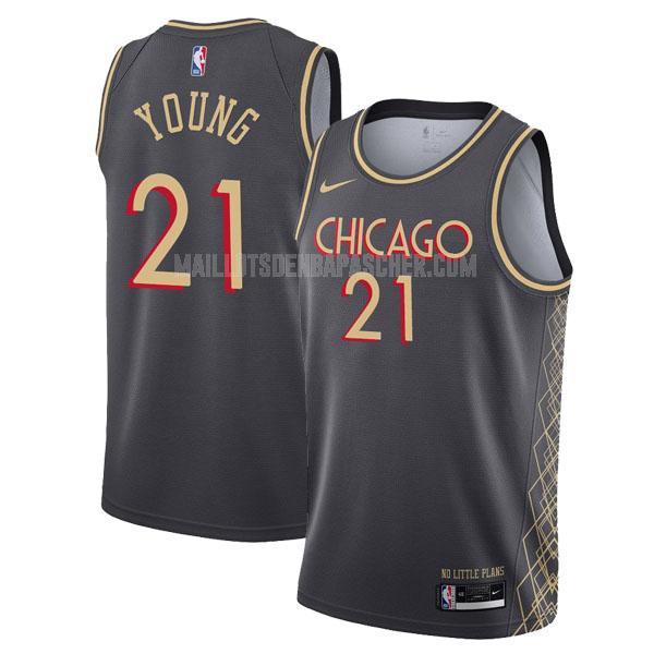 maillot nba homme de chicago bulls thaddeus young 21 noir city edition 2020-21