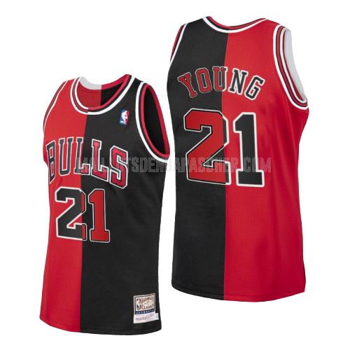 maillot nba homme de chicago bulls thaddeus young 21 rosso noir divisé