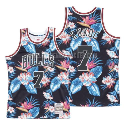 maillot nba homme de chicago bulls toni kukoc 7 noir mode florale