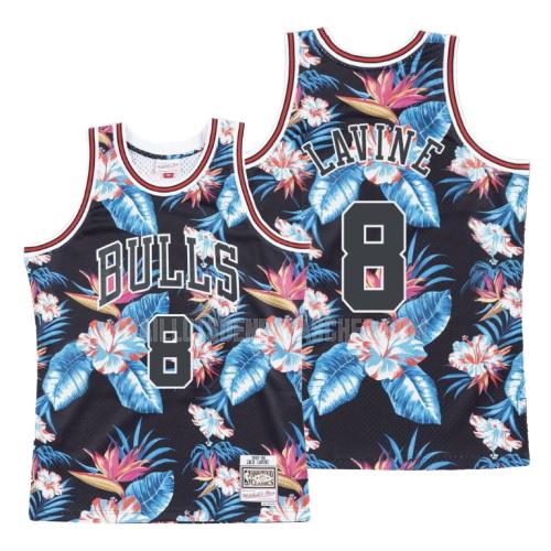 maillot nba homme de chicago bulls zach lavine 8 noir mode florale