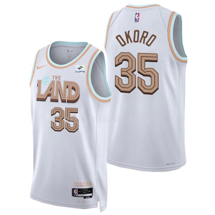 maillot nba homme de cleveland cavaliers isaac okoro 35 blanc city edition 2022-23