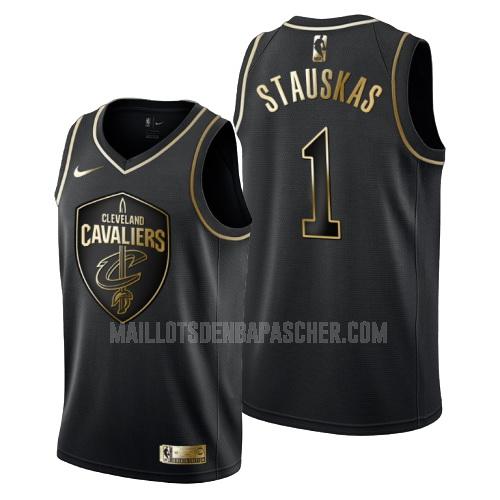 maillot nba homme de cleveland cavaliers nik stauskas 1 noir or version