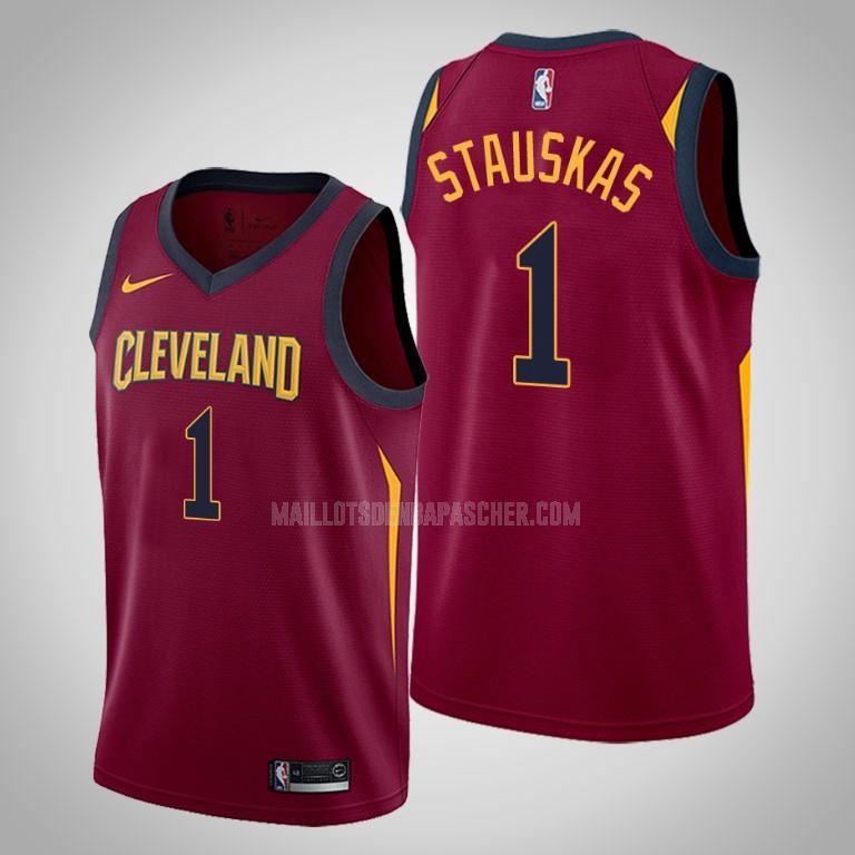 maillot nba homme de cleveland cavaliers nik stauskas 1 rouge icon