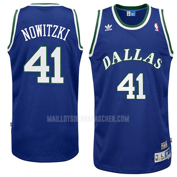 maillot nba homme de dallas mavericks dirk nowitzki 41 bleu throwback