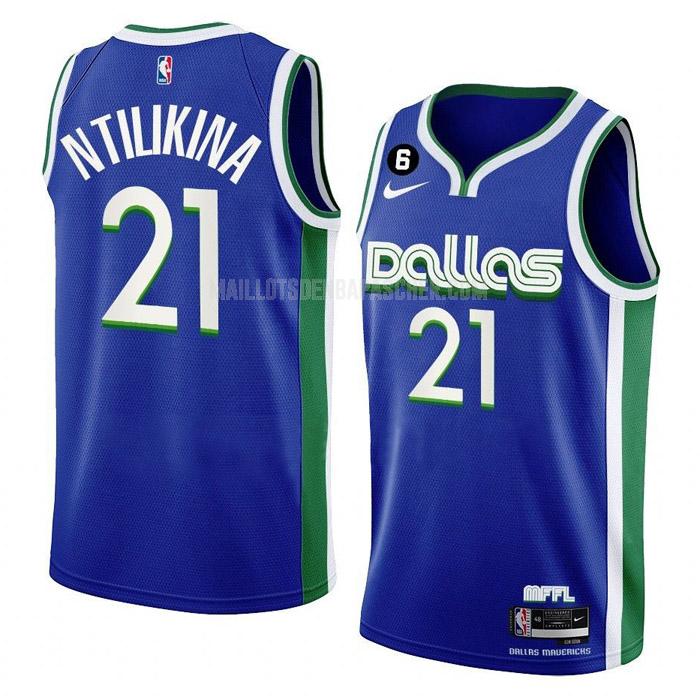 maillot nba homme de dallas mavericks frank ntilikina 21 bleu city edition 2022-23