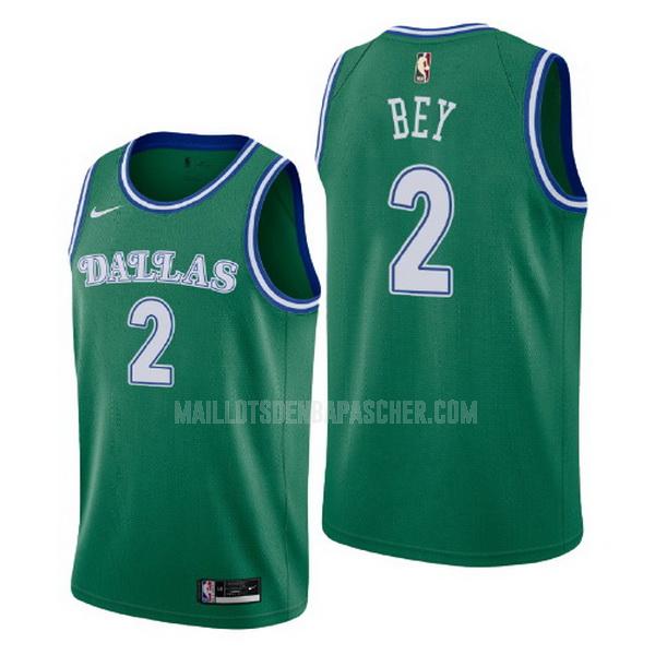 maillot nba homme de dallas mavericks tyler bey 2 vert Édition rétro 2021