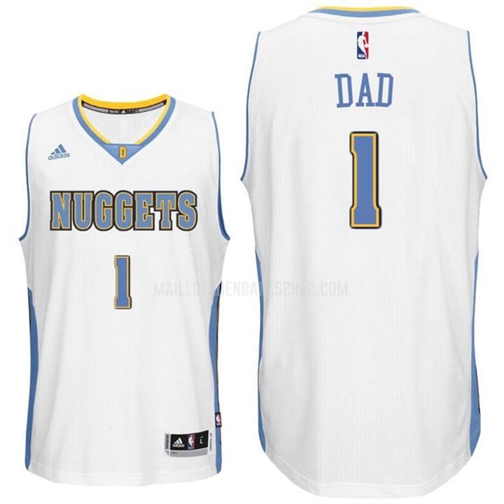 maillot nba homme de denver nuggets dad 1 blanc fête des pères