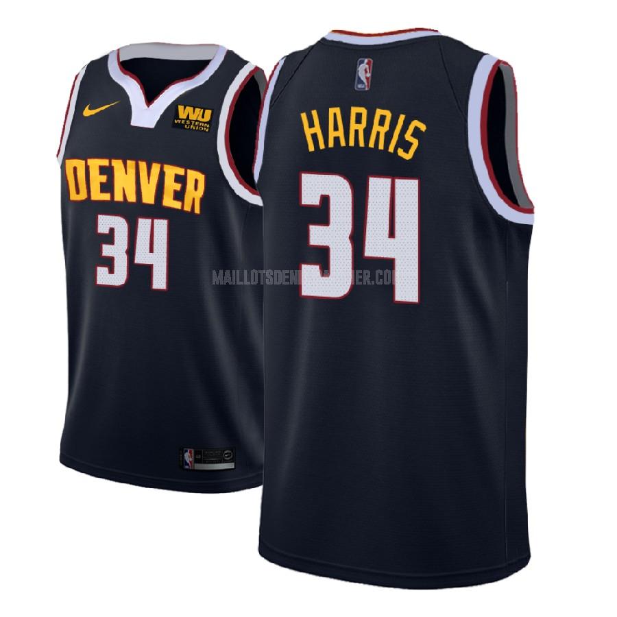 maillot nba homme de denver nuggets devin harris 34 bleu marin icon 2018-19