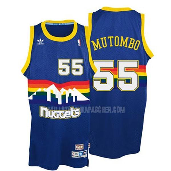 maillot nba homme de denver nuggets dikembe mutombo 55 bleu throwback