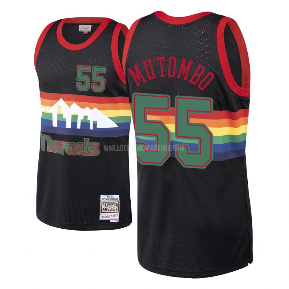 maillot nba homme de denver nuggets dikembe mutombo 55 noir hardwood classics