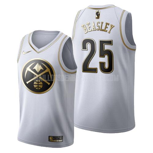 maillot nba homme de denver nuggets malik beasley 25 blanc or version