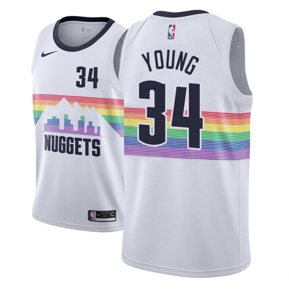 maillot nba homme de denver nuggets nick young 34 blanc city edition