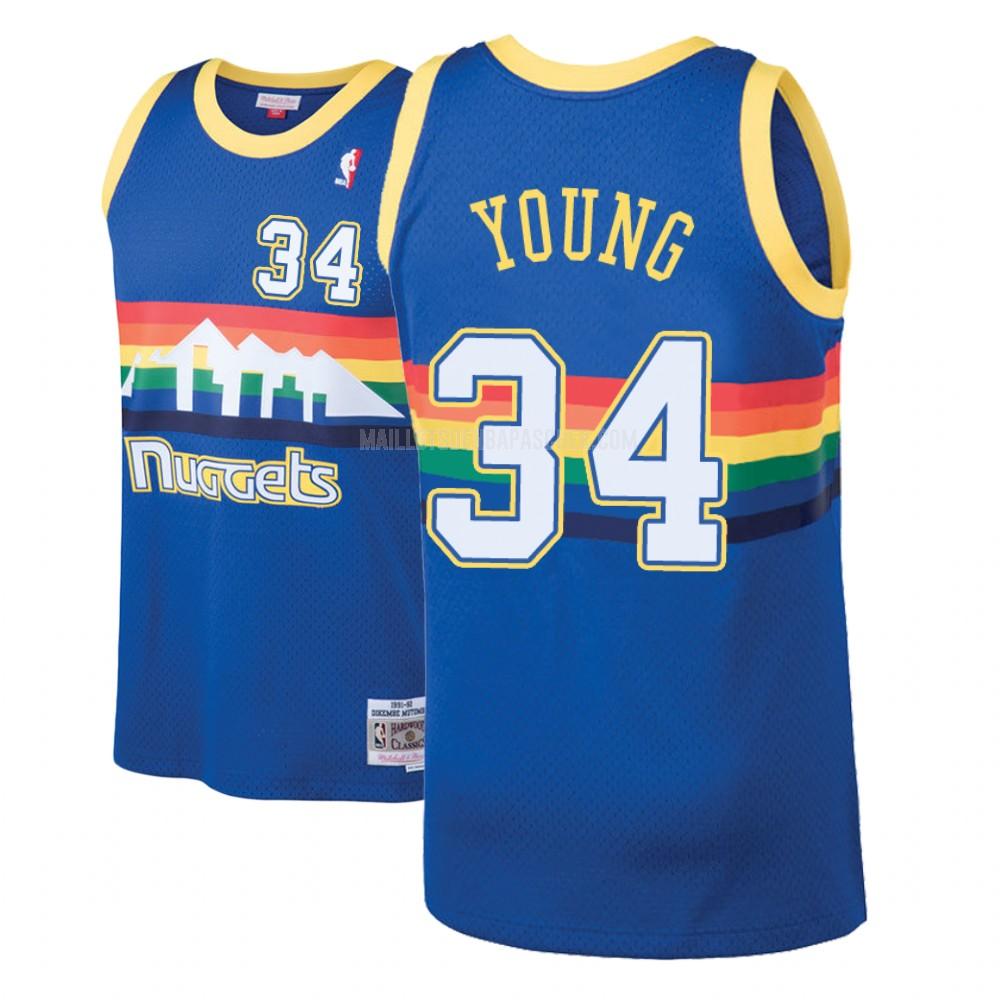 maillot nba homme de denver nuggets nick young 34 bleu hardwood classics