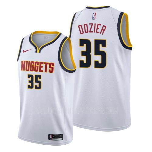 maillot nba homme de denver nuggets p j dozier 35 blanc association