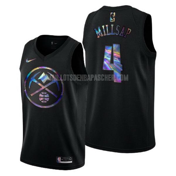 maillot nba homme de denver nuggets paul millsap 4 noir logo holographic