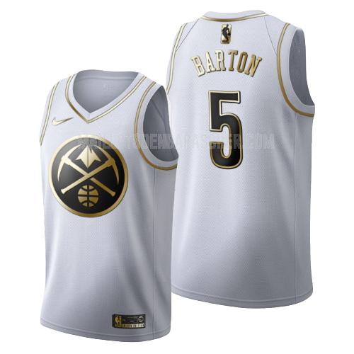 maillot nba homme de denver nuggets wil barton 5 blanc or version