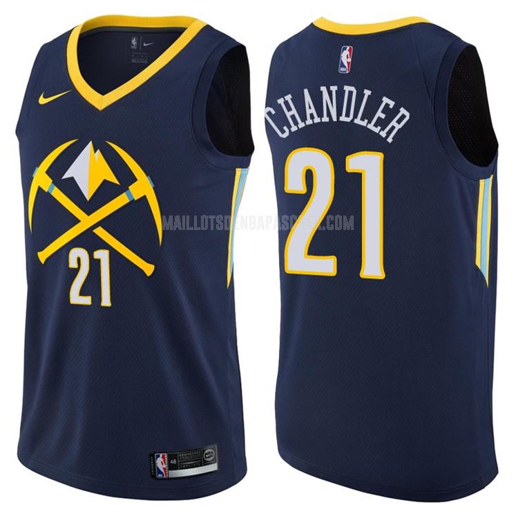 maillot nba homme de denver nuggets wilson chandler 21 bleu marin city edition