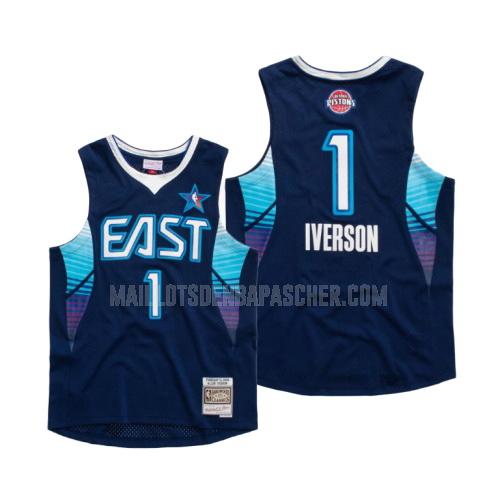 maillot nba homme de detroit pistons allen iverson 1 bleu marin nba all-star