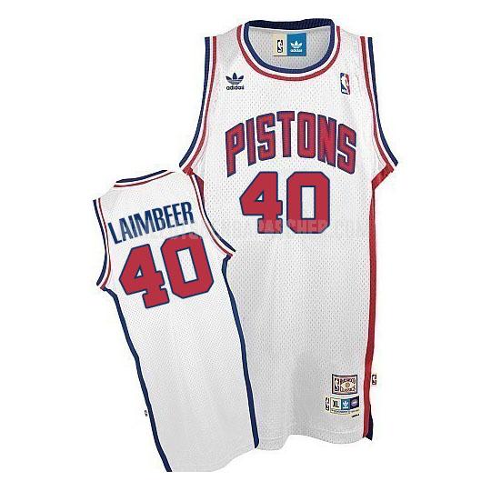 maillot nba homme de detroit pistons bill laimbeer 40 blanc throwback