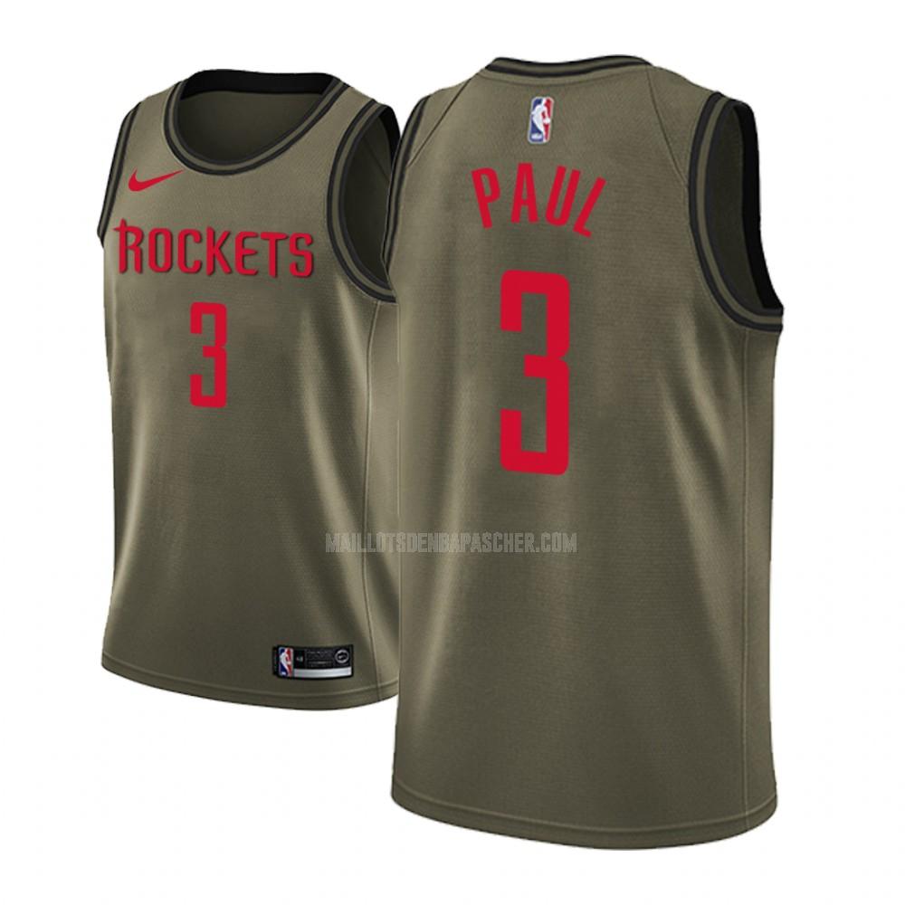 maillot nba homme de houston rockets chris paul 3 vert militaire mode version