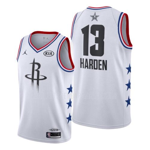 maillot nba homme de houston rockets james harden 13 blanc nba all-star 2019