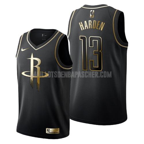 maillot nba homme de houston rockets james harden 13 noir or version