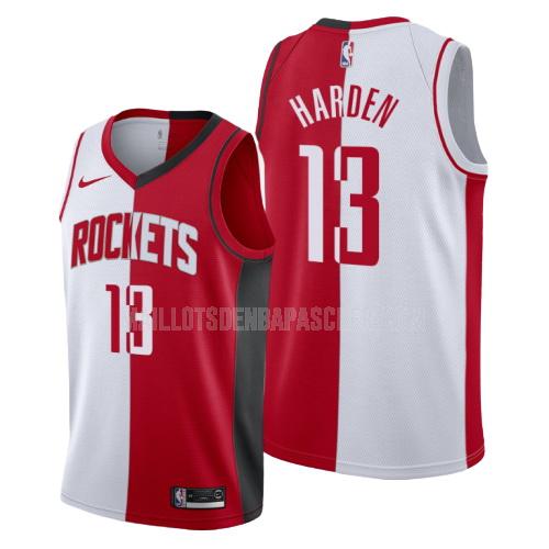 maillot nba homme de houston rockets james harden 13 rouge blanc divisé