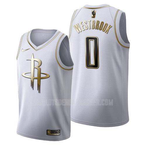 maillot nba homme de houston rockets russell westbrook 0 blanc or version