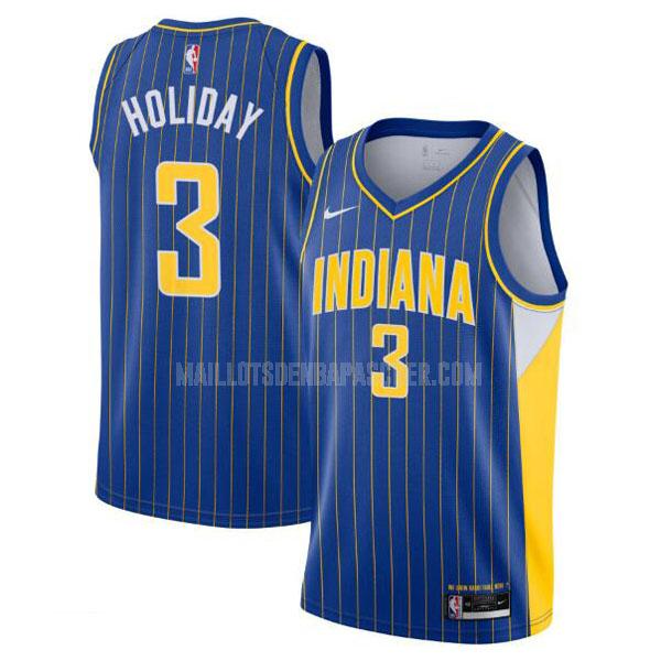 maillot nba homme de indiana pacers aaron holiday 3 bleu city edition 2020-21