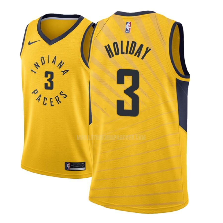 maillot nba homme de indiana pacers aaron holiday 3 jaune statement 2018 nba draft
